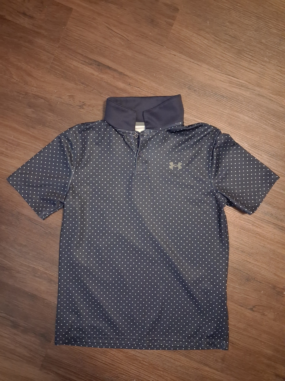 Under Armour Navy Polo with White Micro Dot Pattern